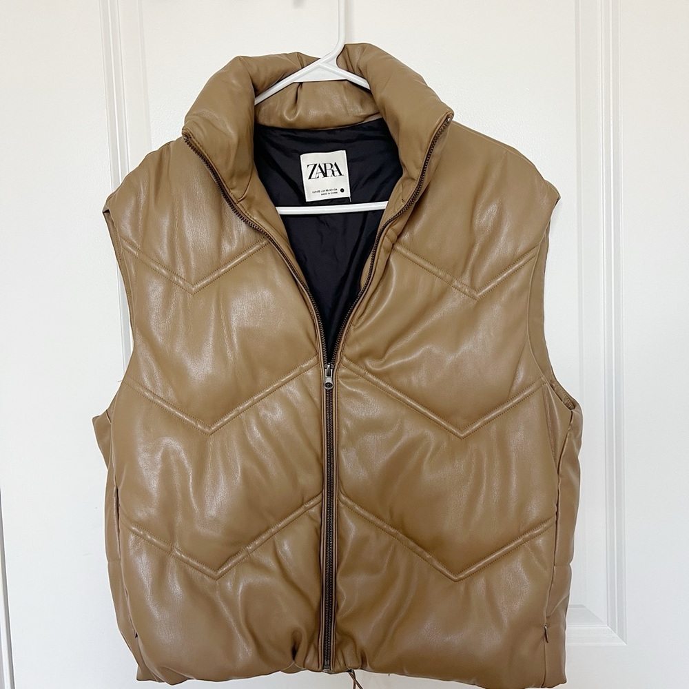 Zara Camel Quilted Vest